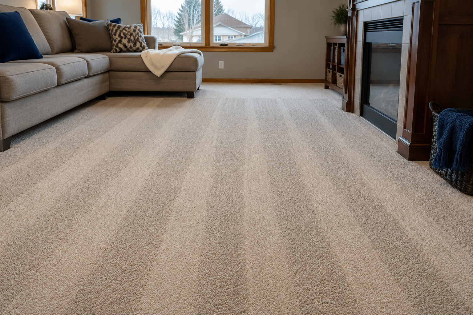 Professional technician cleaning a residential carpet